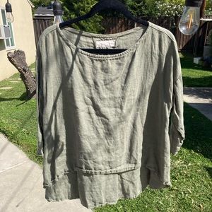 Linen cropped front top from notPERFECTLINEN, size M